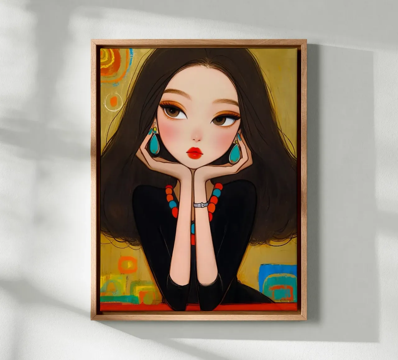 girl in the art background tela con Cornice a cassetta da mardaven
