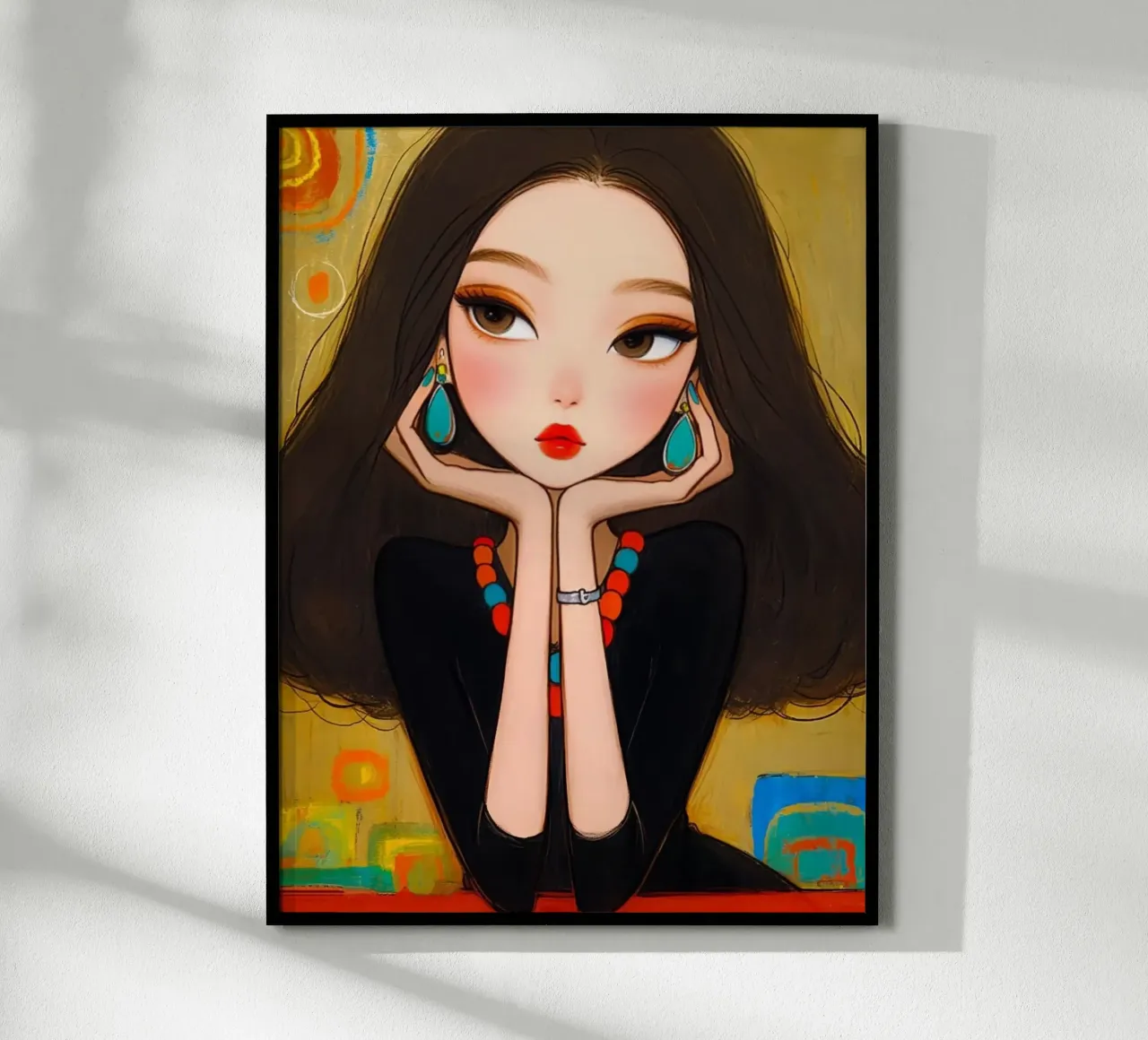 girl in the art background poster con telaio in alluminio da mardaven