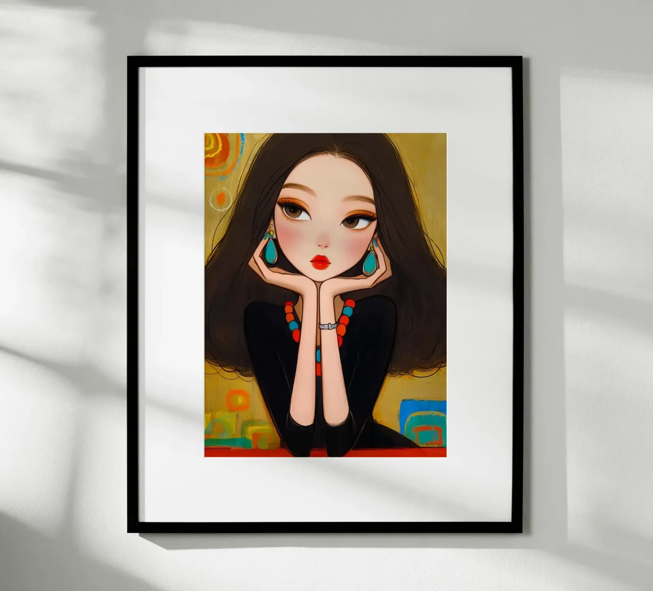 girl in the art background poster con telaio in alluminio da mardaven