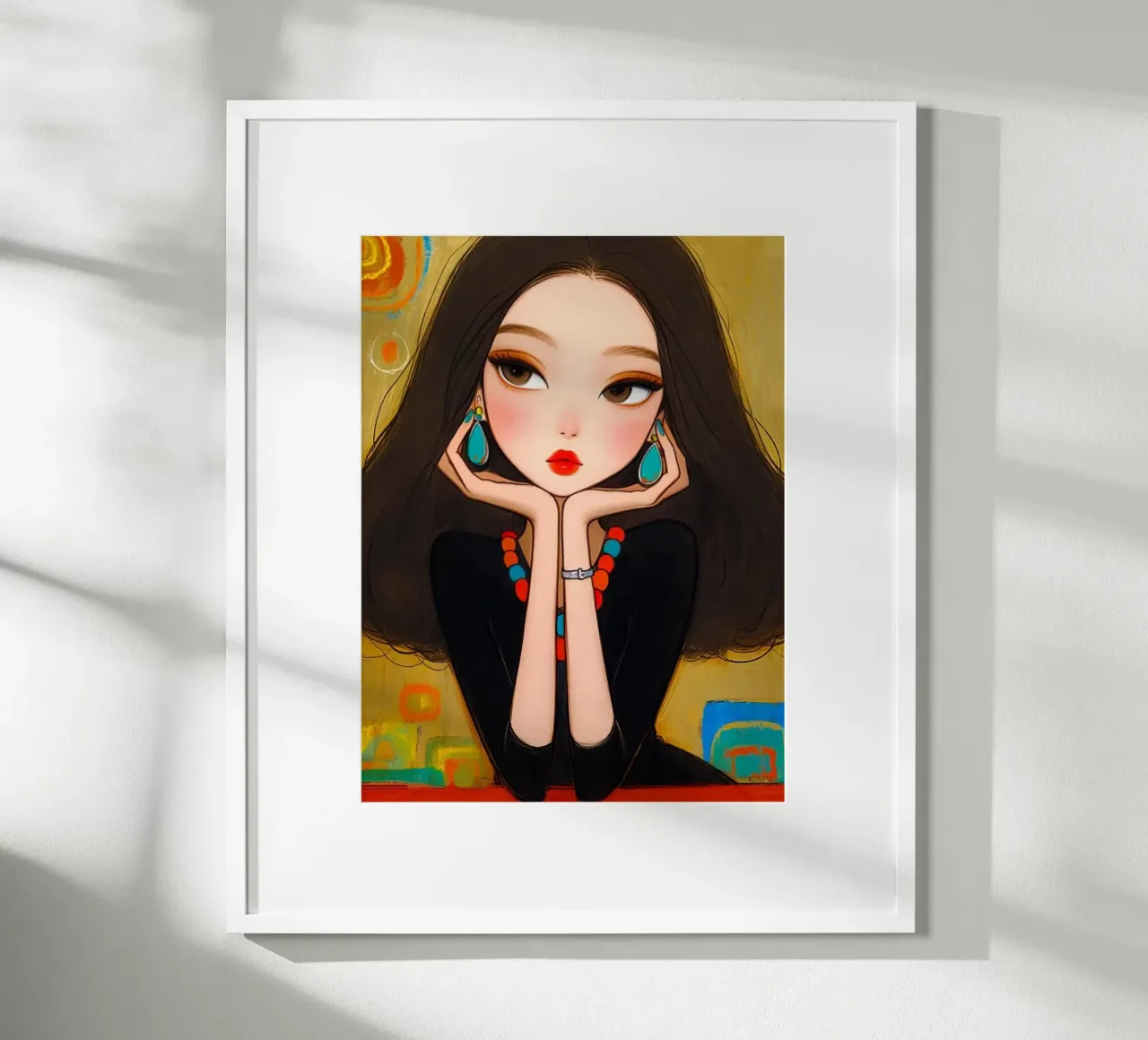 girl in the art background poster con telaio in alluminio da mardaven