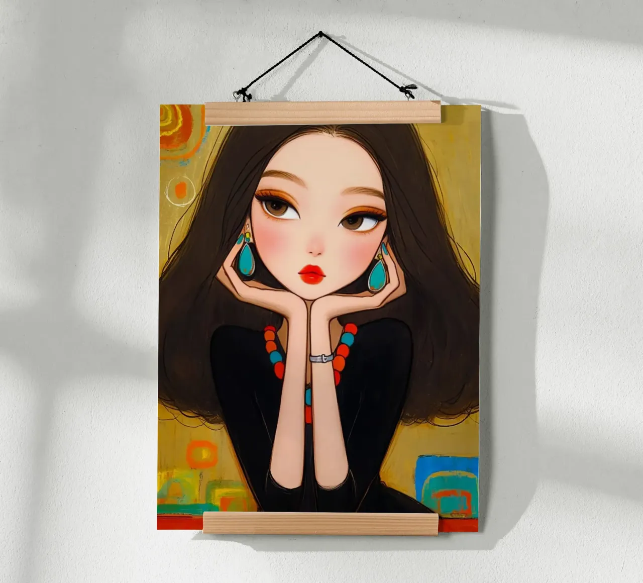 girl in the art background poster con telaio in alluminio da mardaven