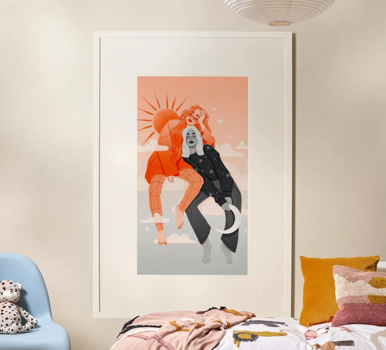 balance girl in color poster con telaio in legno da sophiaz