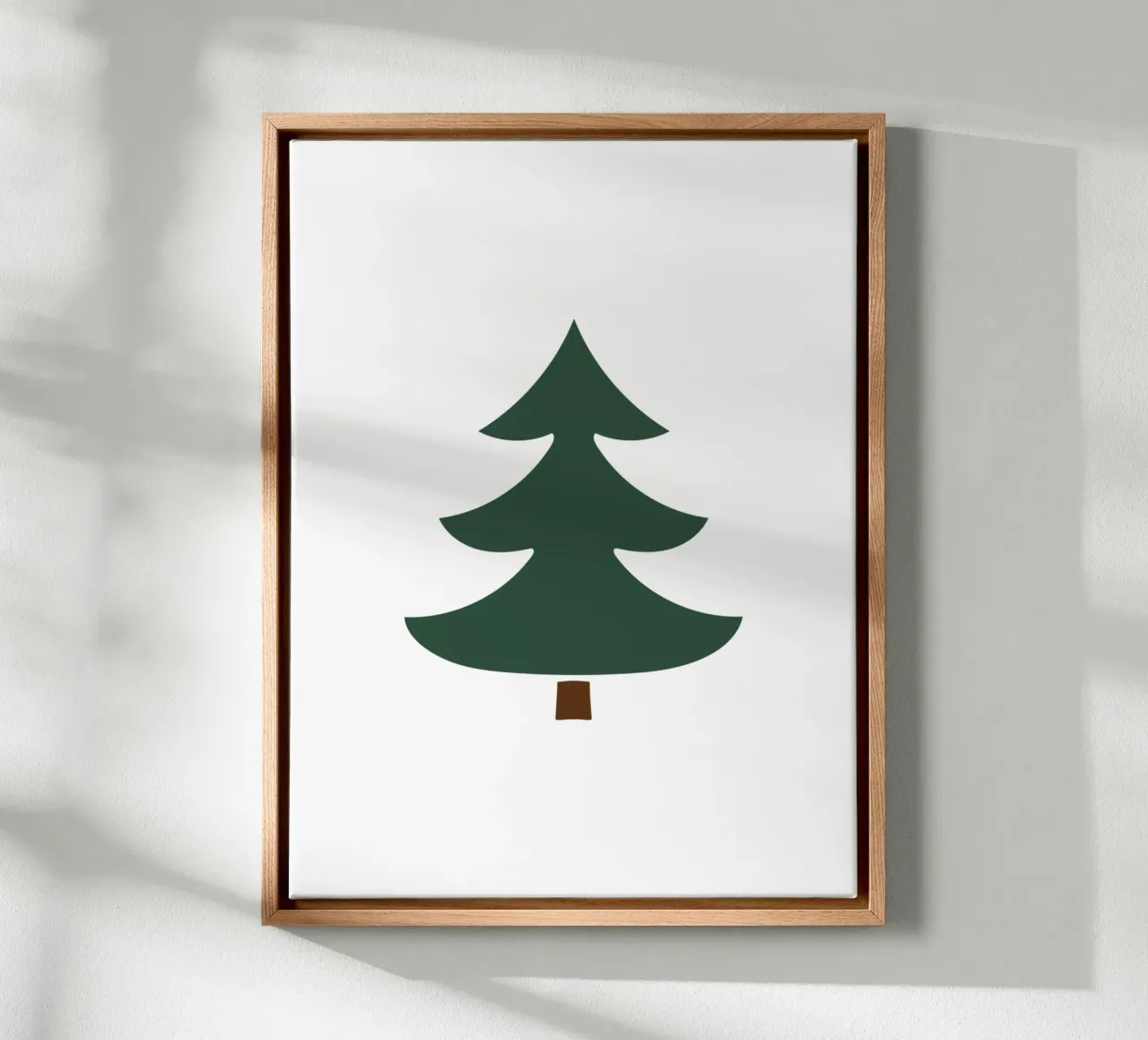 Minimal Dennenboom Groen Chique Moderne Grafische Winterse Print canvas met Baklijst van Kathrin Woo Design