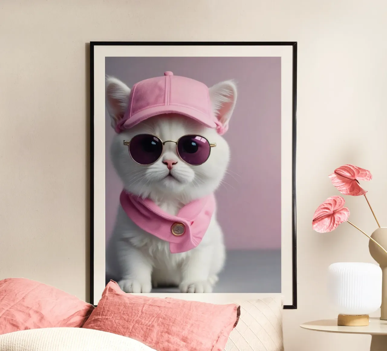 cat pink hat poster da sophiaz