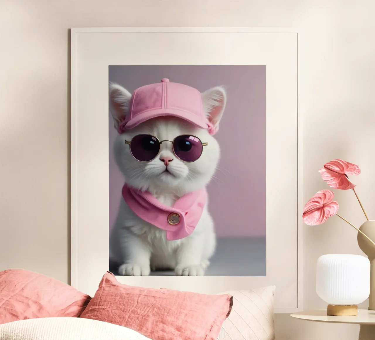 cat pink hat poster da sophiaz