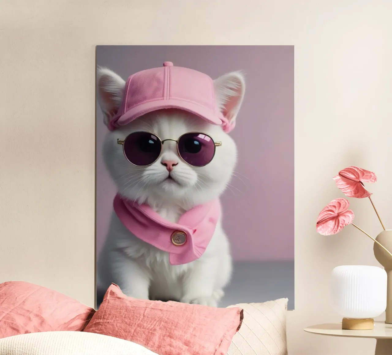 cat pink hat poster da sophiaz