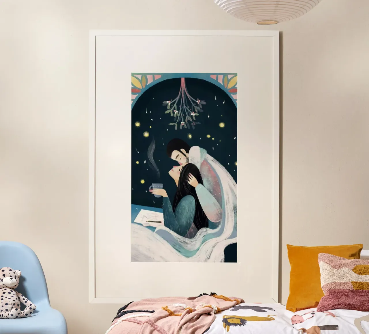 chill couple with coffee poster con telaio in alluminio da mardaven
