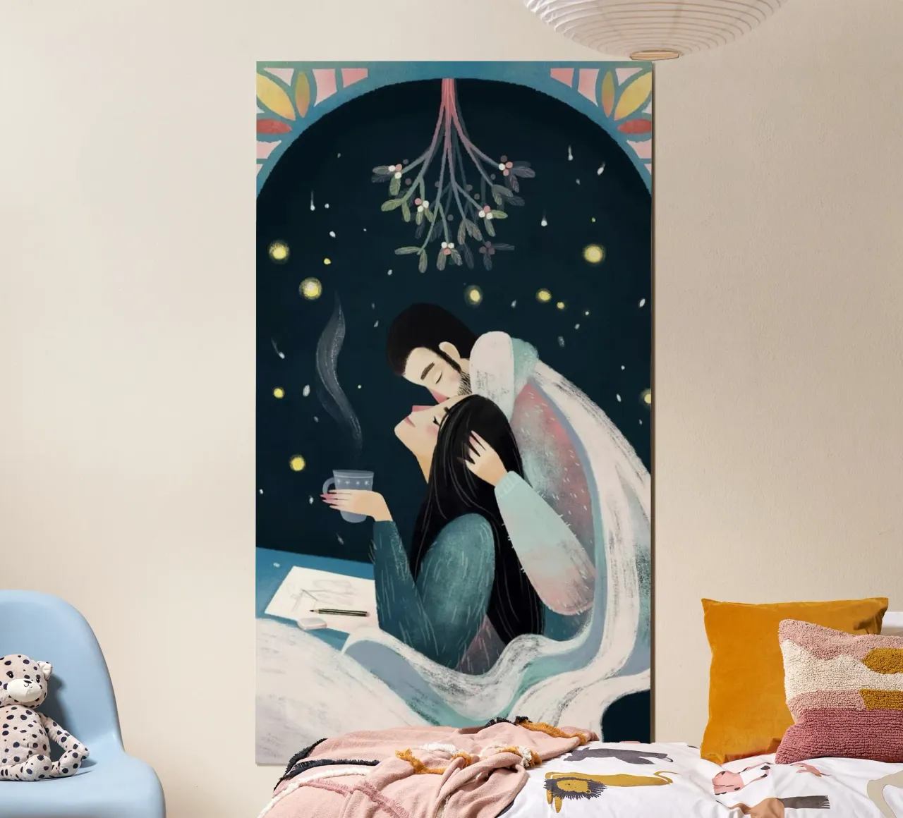 chill couple with coffee poster con telaio in alluminio da mardaven