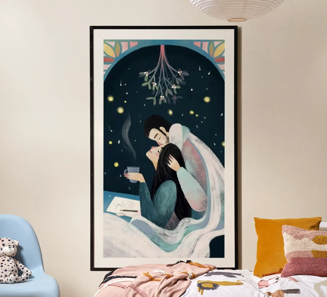 chill couple with coffee poster con telaio in alluminio da mardaven