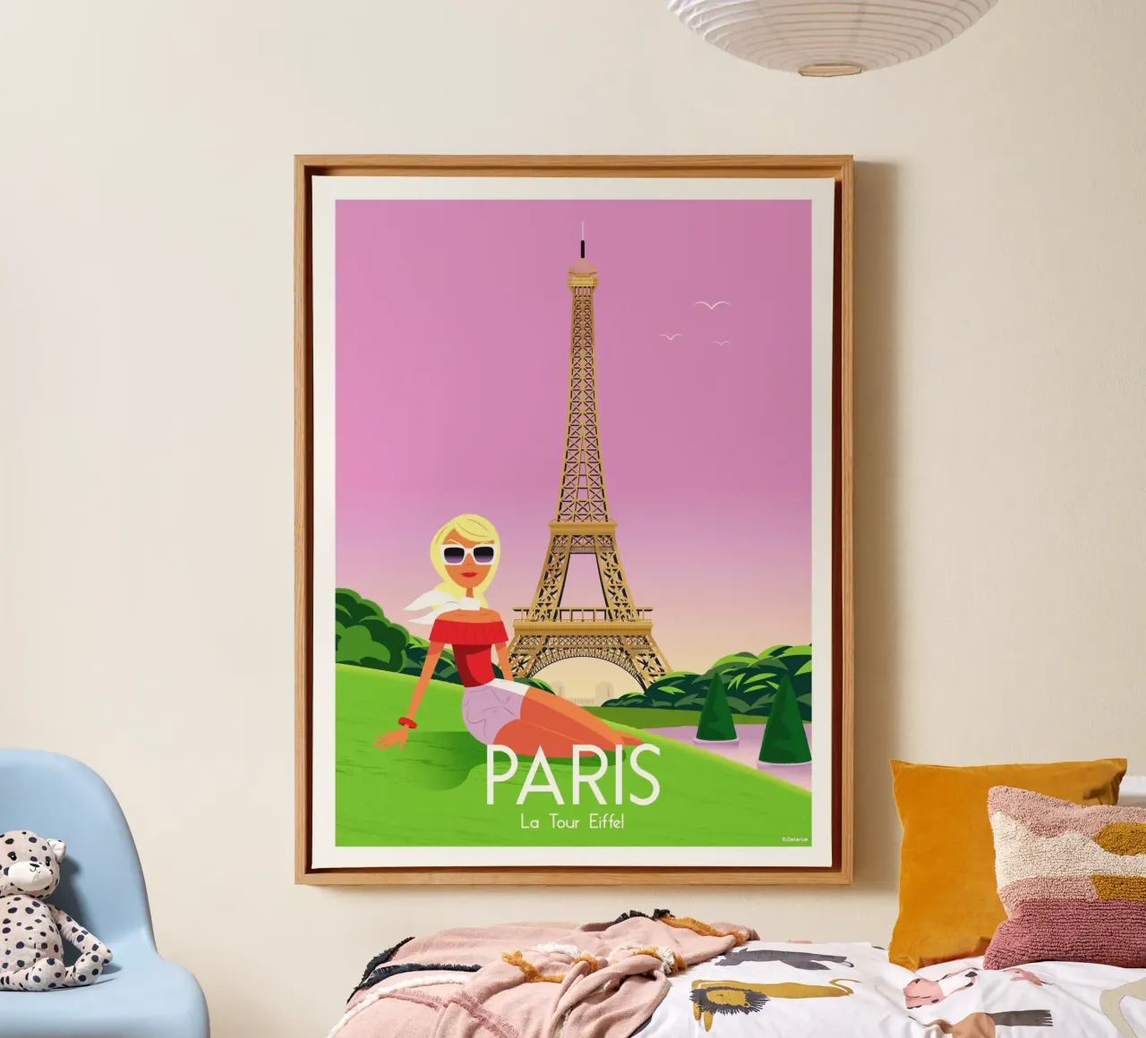 Paris, der Eiffelturm Leinwand mit Schattenfugenrahmen von Raphaël Delerue