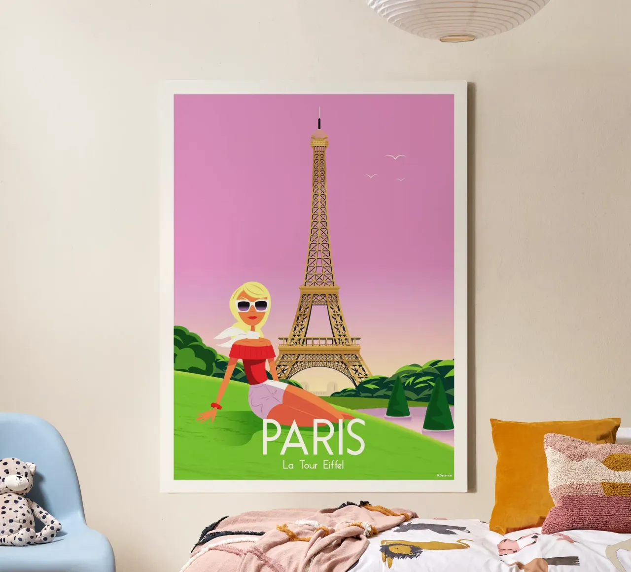 Paris, der Eiffelturm Leinwand mit Schattenfugenrahmen von Raphaël Delerue