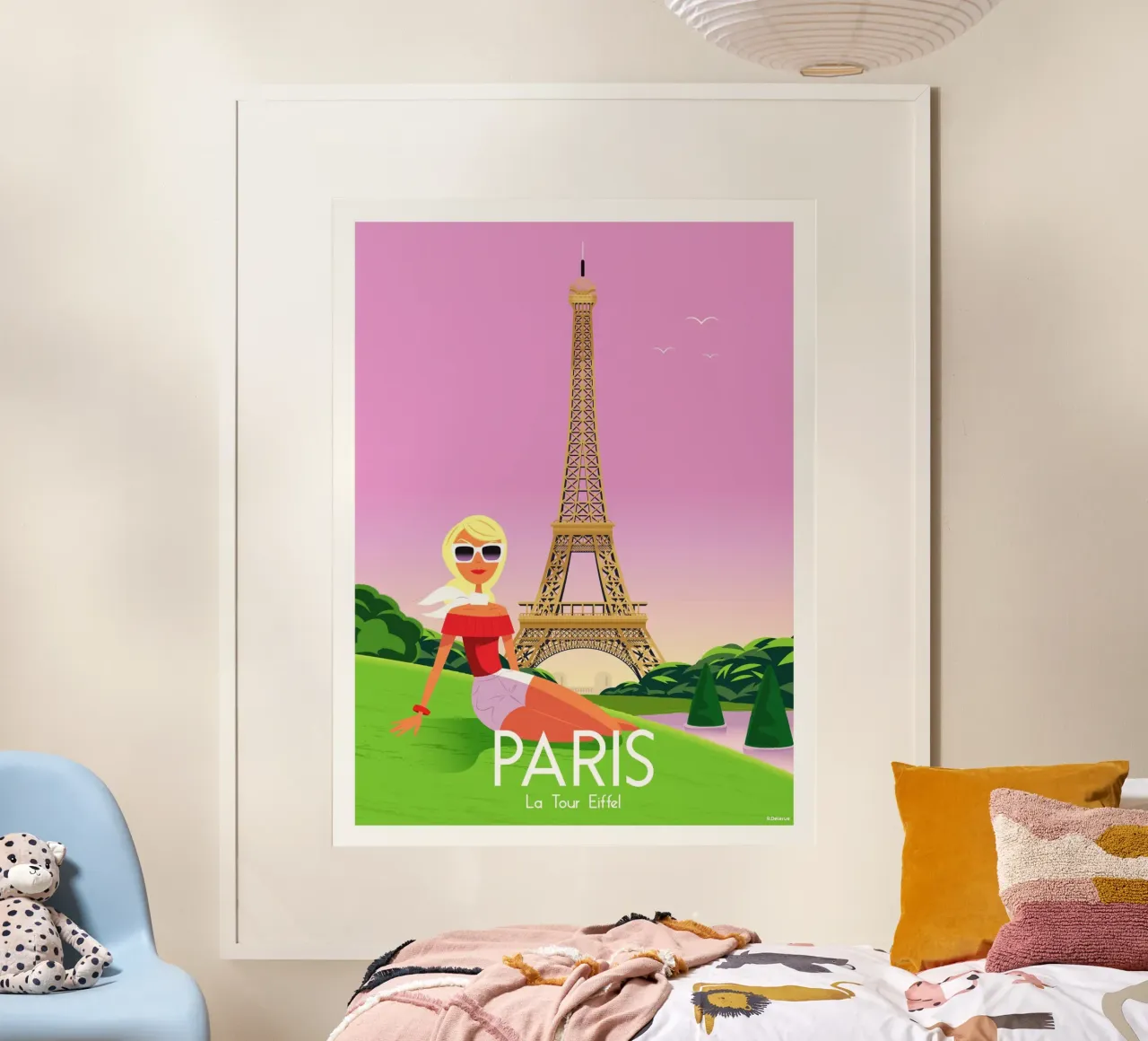 Parigi, la Torre Eiffel poster con telaio in alluminio da Raphaël Delerue