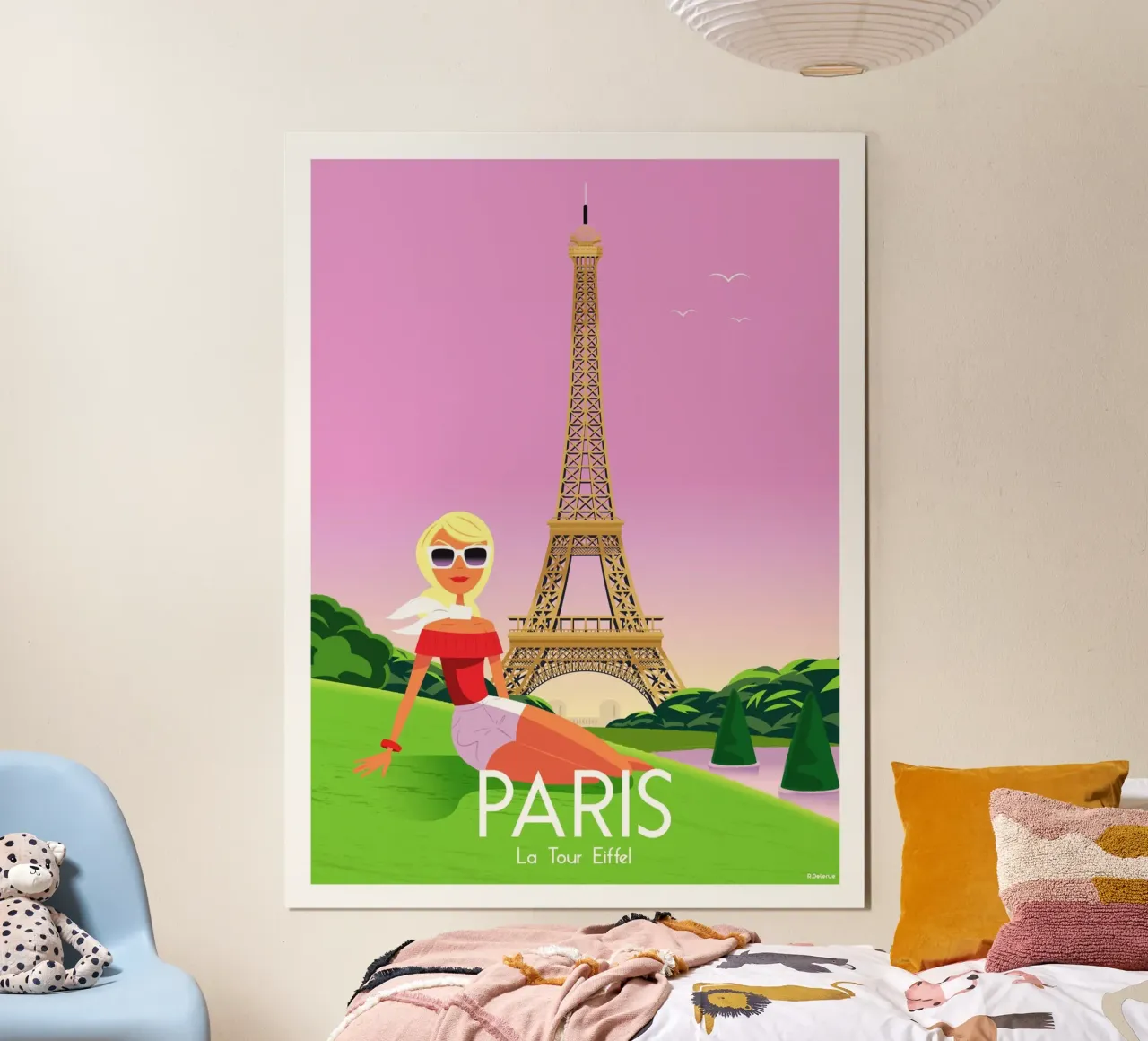 Parigi, la Torre Eiffel poster con telaio in alluminio da Raphaël Delerue