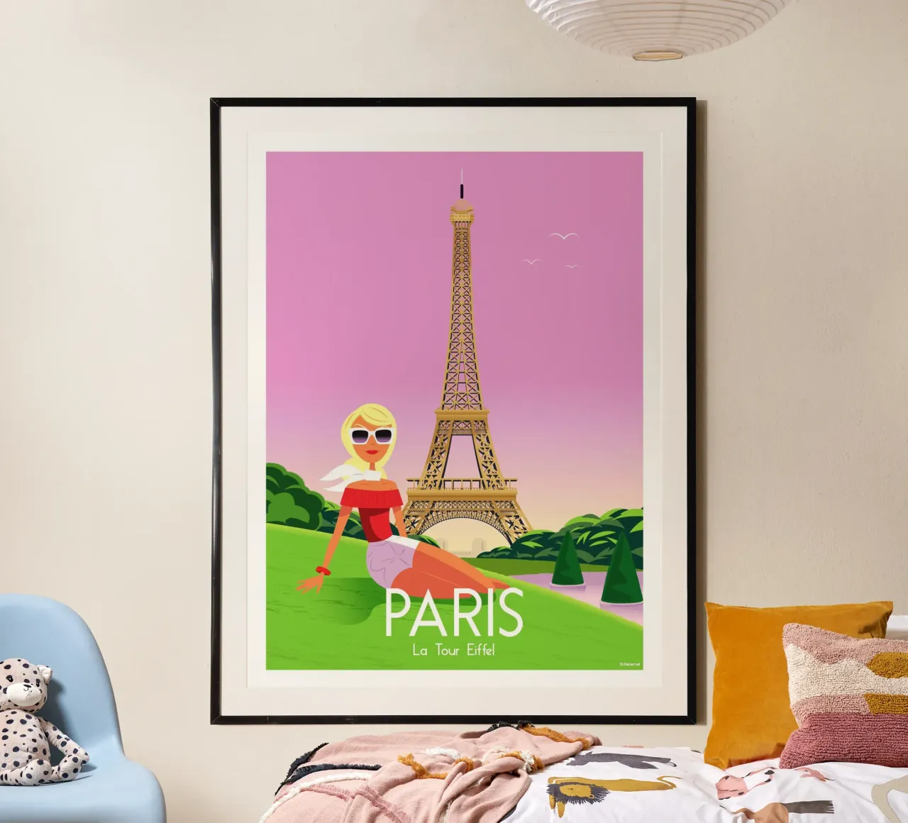 Parigi, la Torre Eiffel poster con telaio in alluminio da Raphaël Delerue