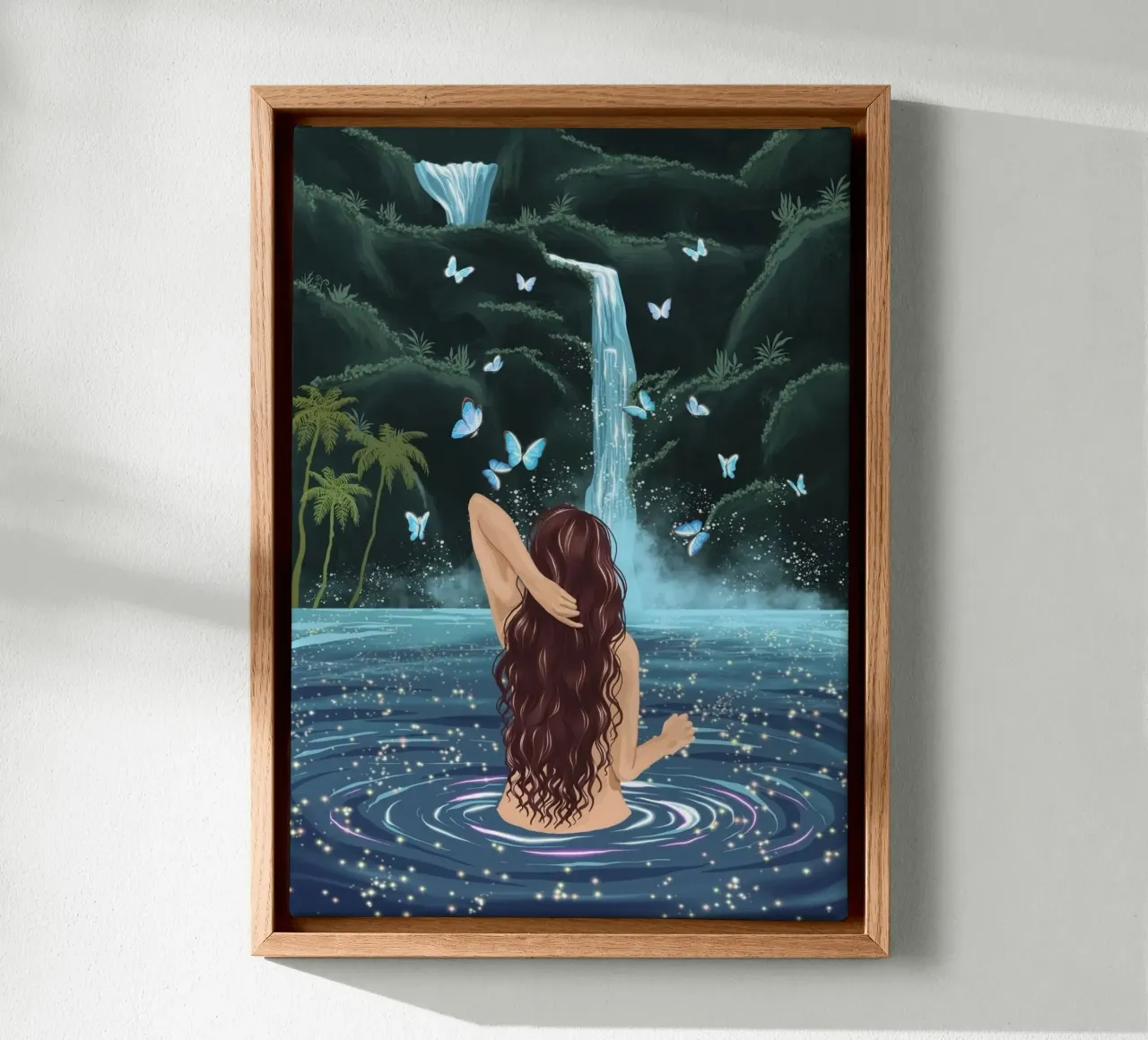 girl shower in waterfall tela con Cornice a cassetta da sophiaz