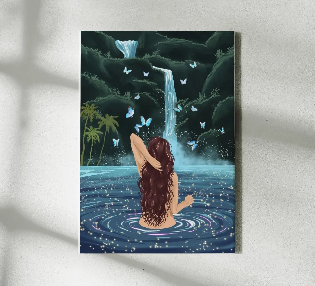 girl shower in waterfall tela con Cornice a cassetta da sophiaz