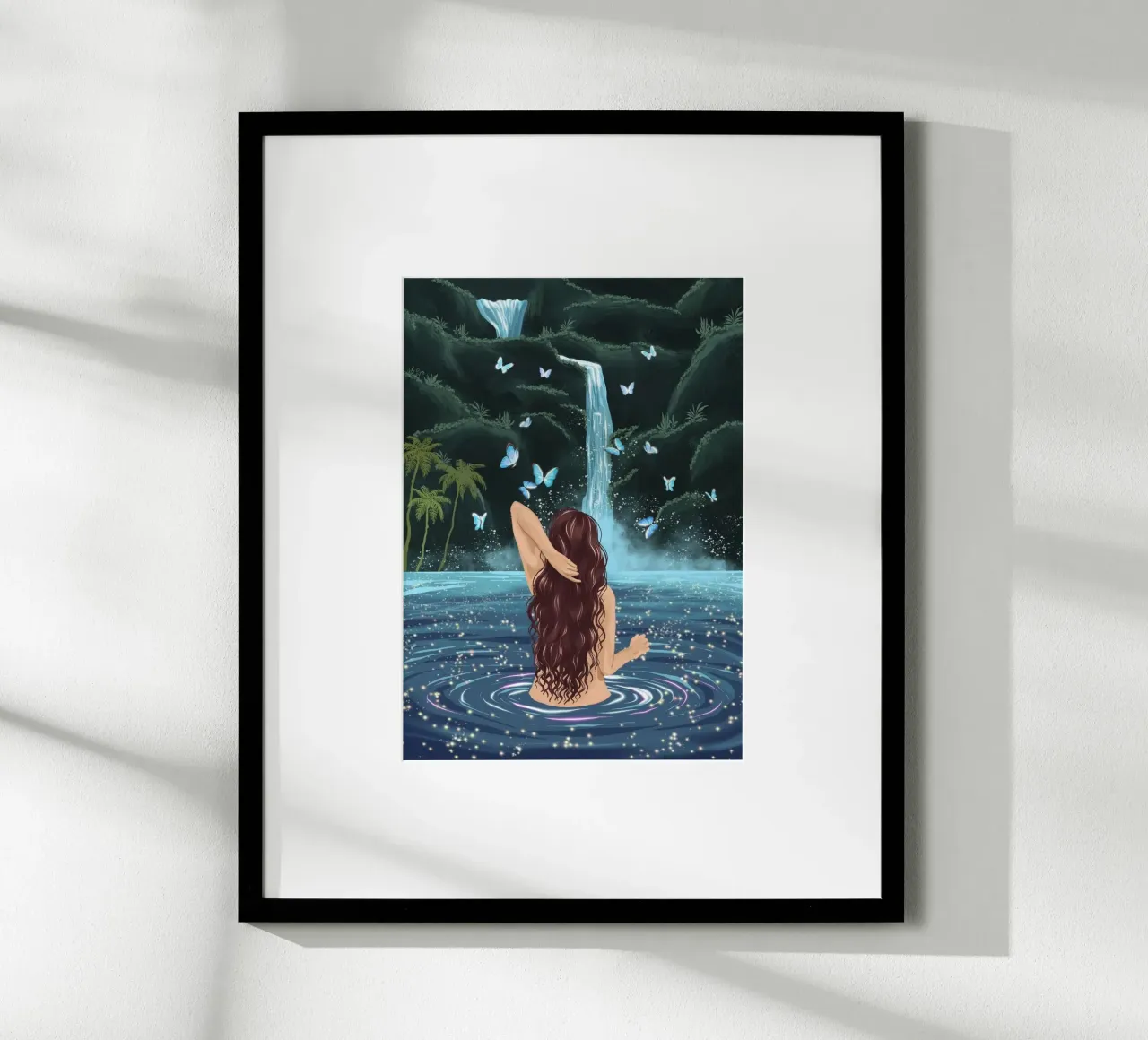 girl shower in waterfall poster da sophiaz