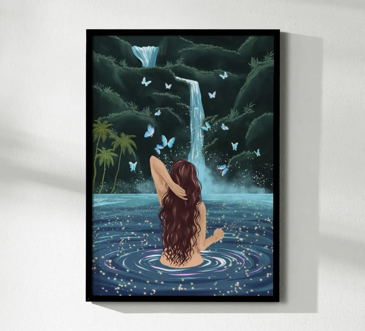 girl shower in waterfall poster da sophiaz