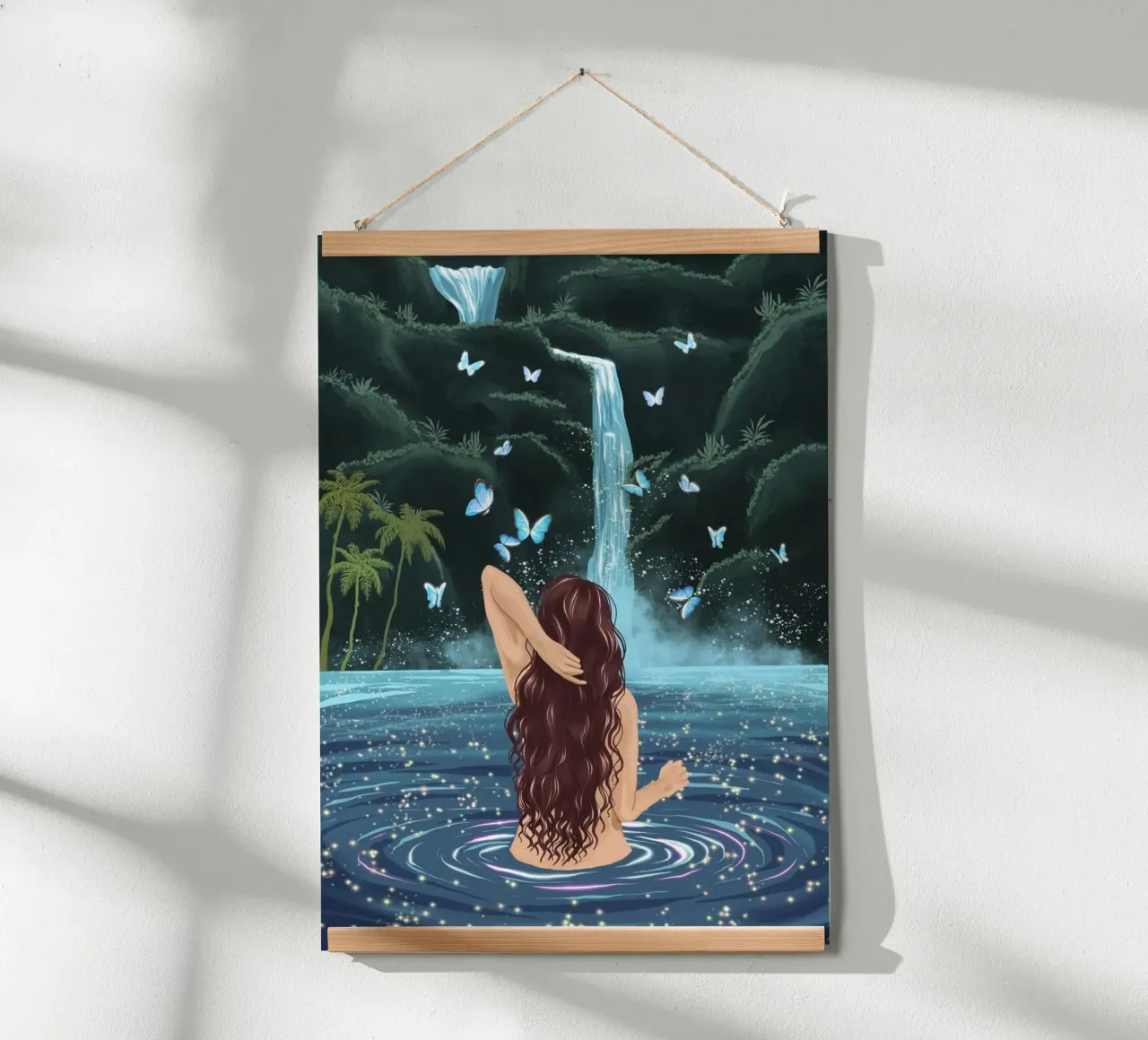 girl shower in waterfall poster da sophiaz