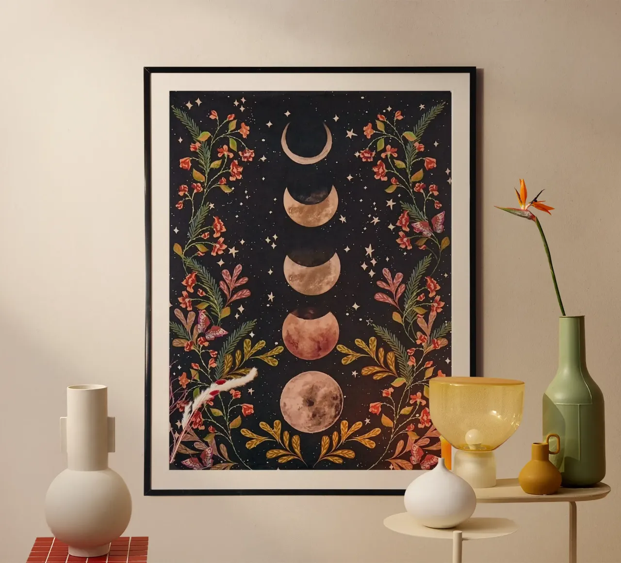 space moon in straight poster con telaio in legno da sophiaz