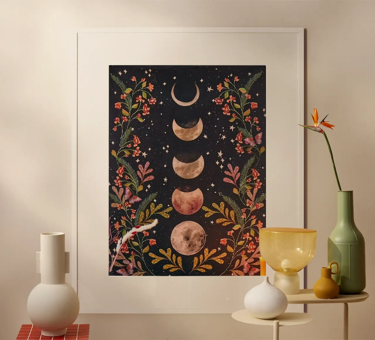 space moon in straight poster con telaio in legno da sophiaz