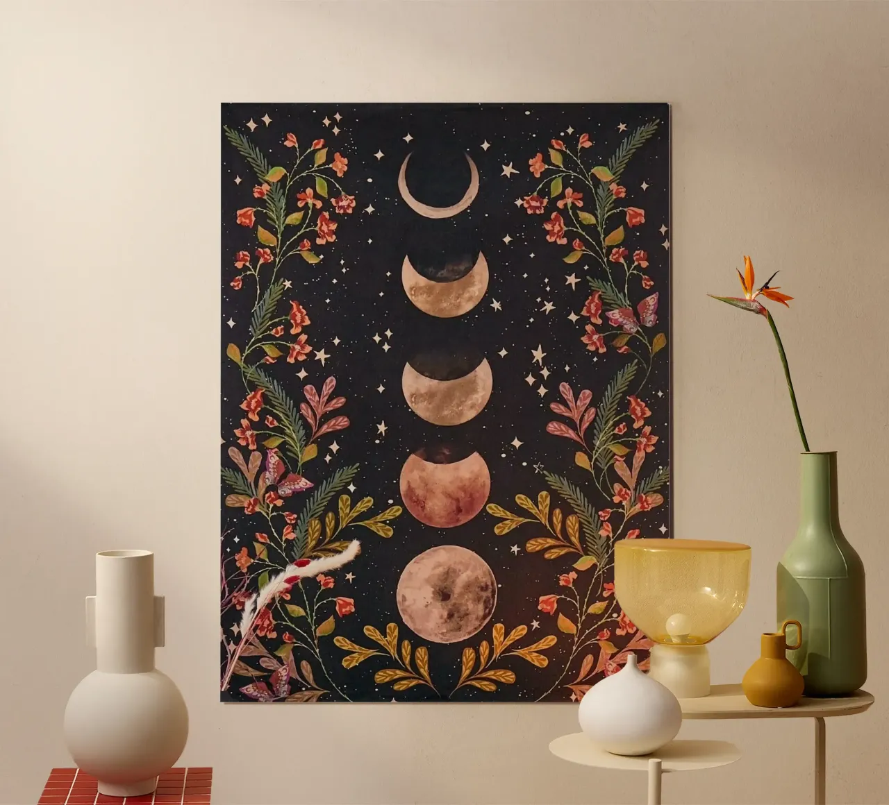 space moon in straight poster con telaio in legno da sophiaz