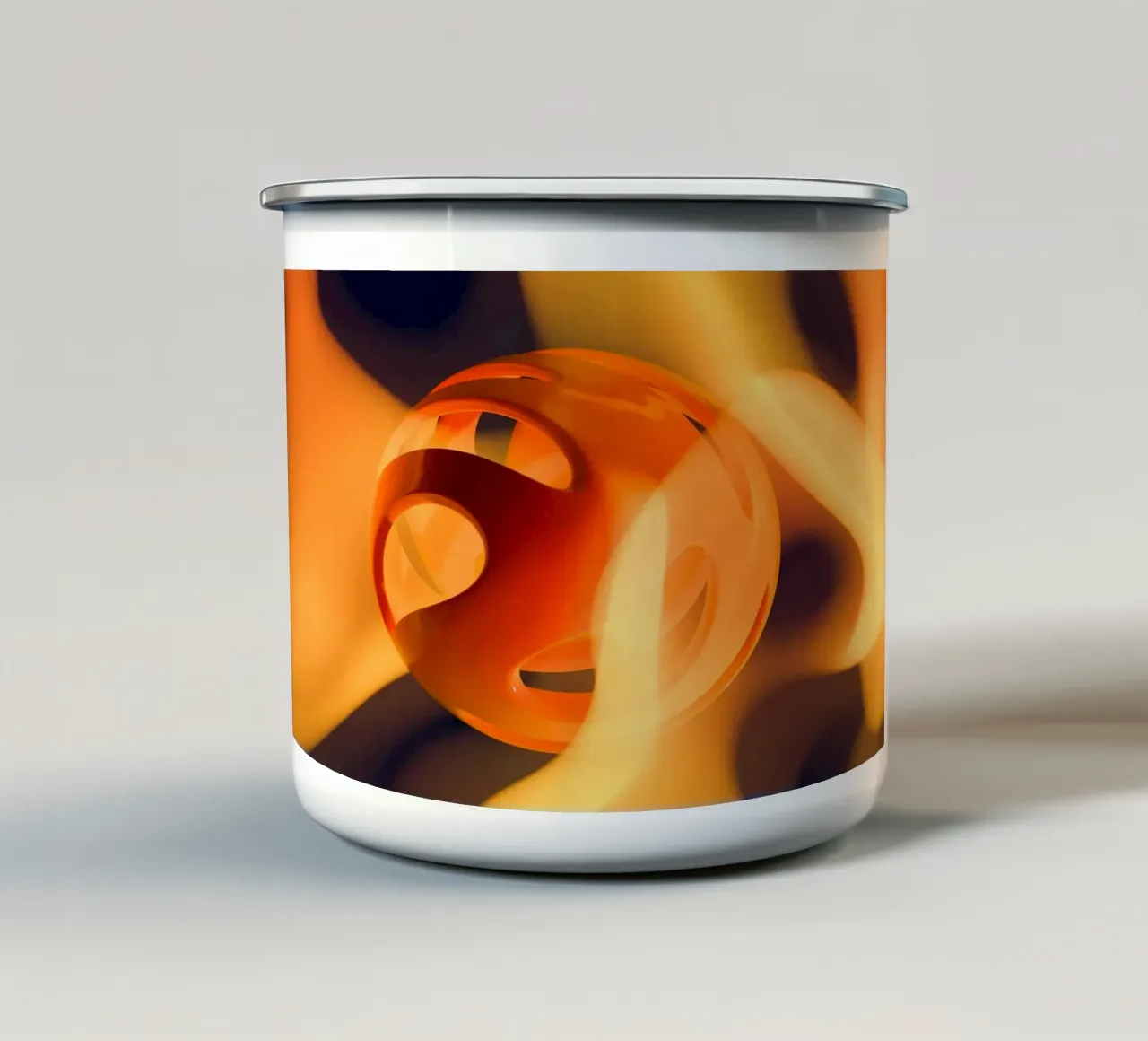 Orange sphere tazza in smalto da mip of map