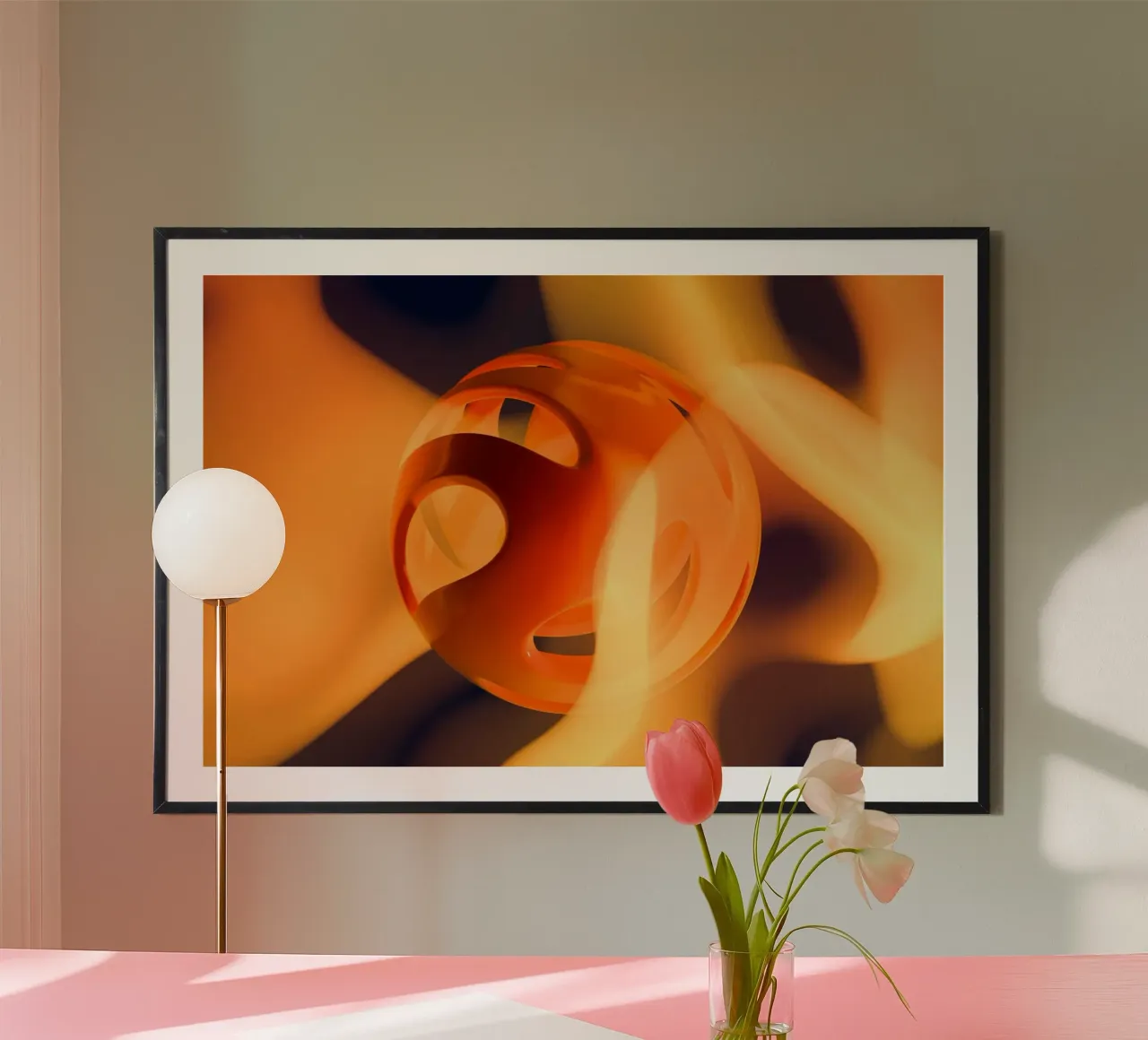 Orange sphere poster con telaio in plastica da mip of map