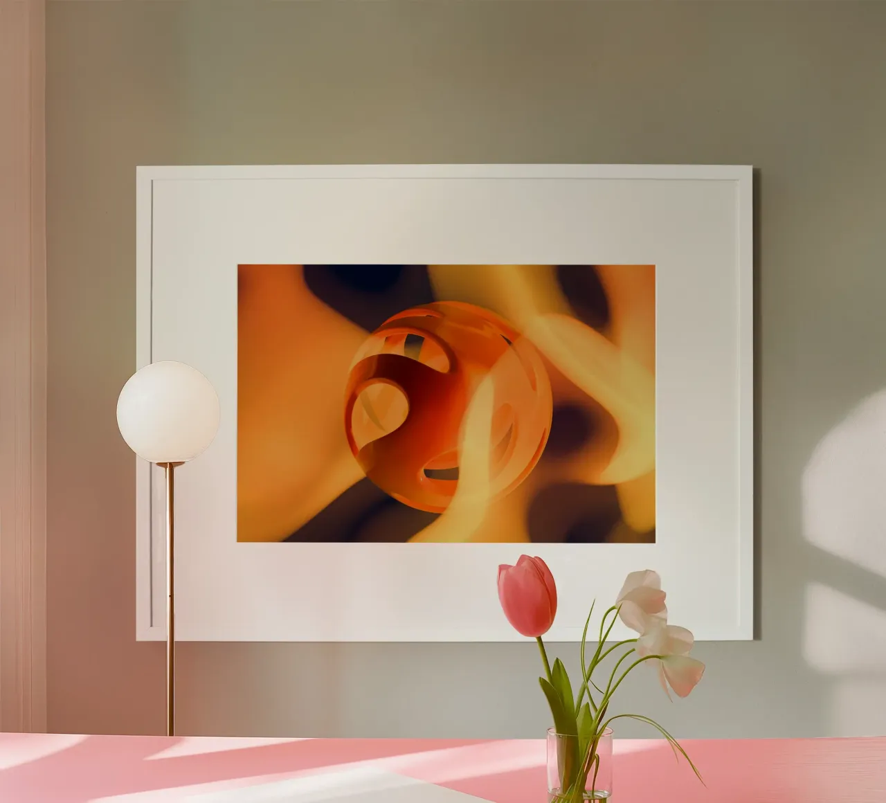 Orange sphere poster con telaio in plastica da mip of map