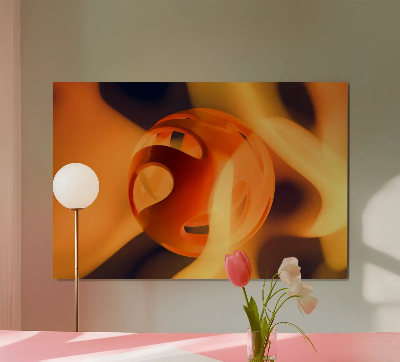 Orange sphere poster con telaio in plastica da mip of map