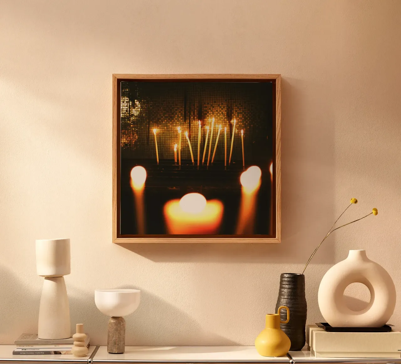 The flickering candles canvas with Floater frame by mip of map