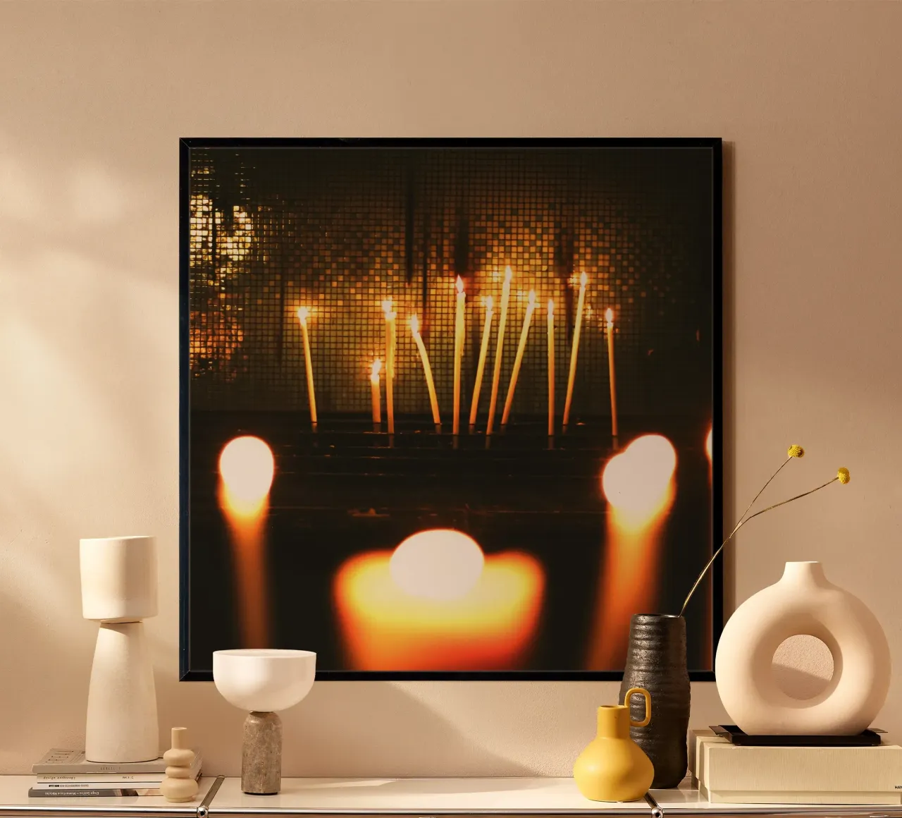 The flickering candles poster con telaio in alluminio da mip of map