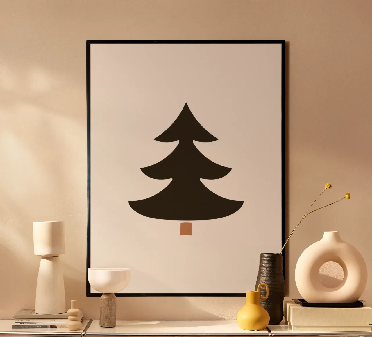 Minimal Fir Tree Brown | Chic Modern Graphic Wintery Print poster de Kathrin Woo Design