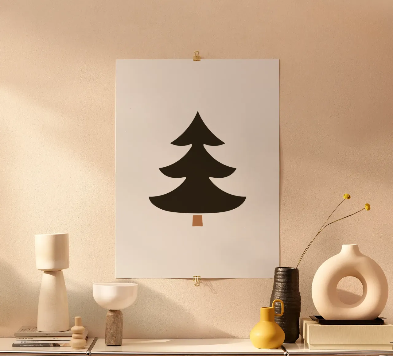 Minimal Fir Tree Brown | Chic Modern Graphic Wintery Print poster de Kathrin Woo Design