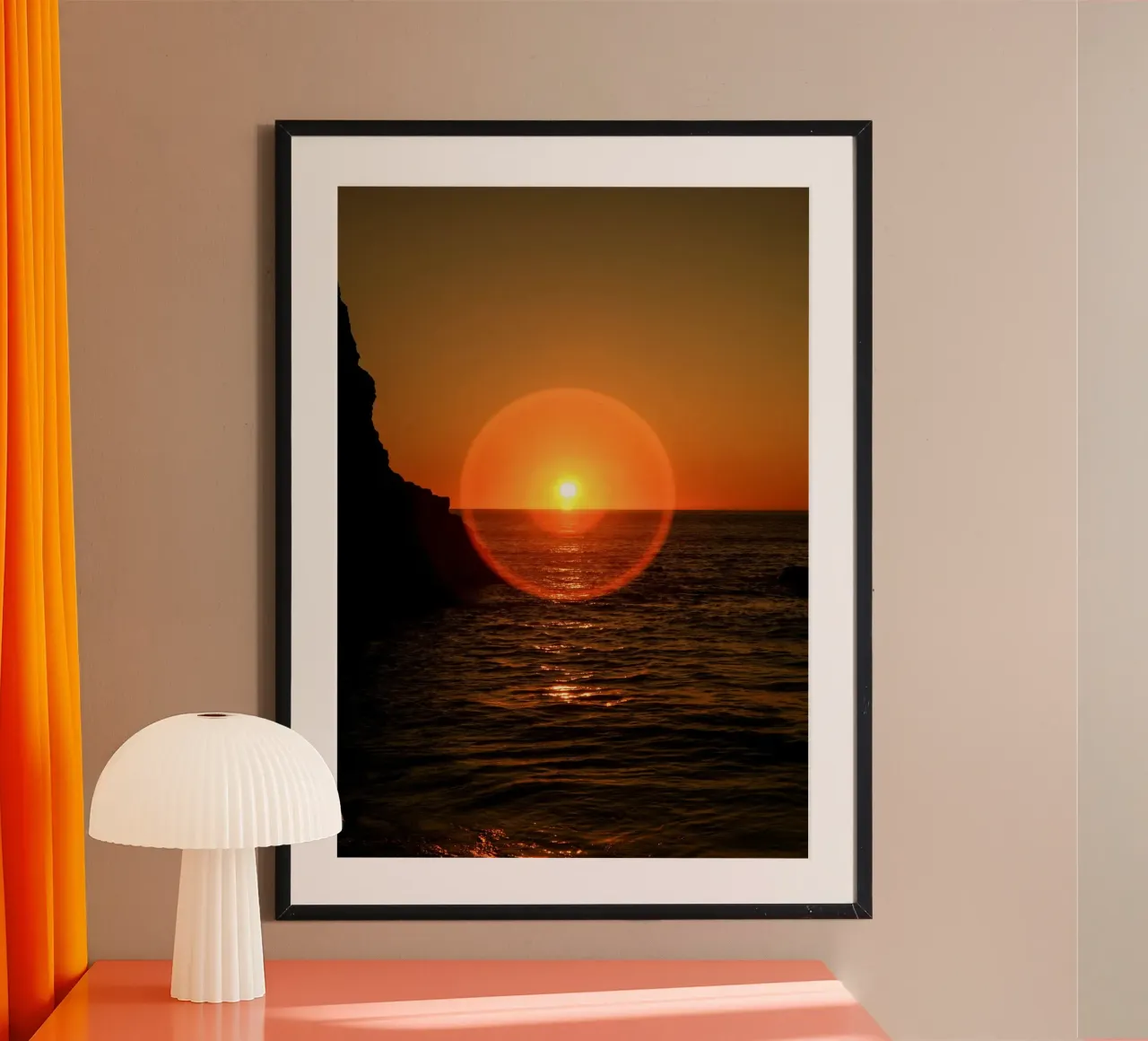 Golden sunset on the sea poster da mip of map