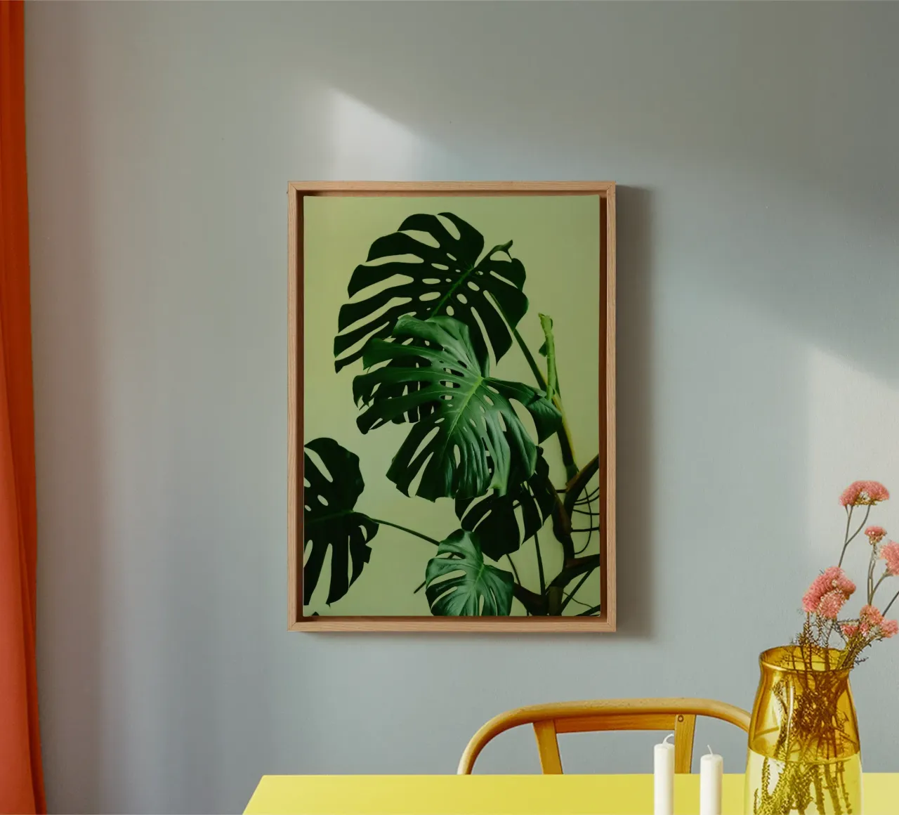 Fresh green pothos leaves tela con Cornice a cassetta da mip of map