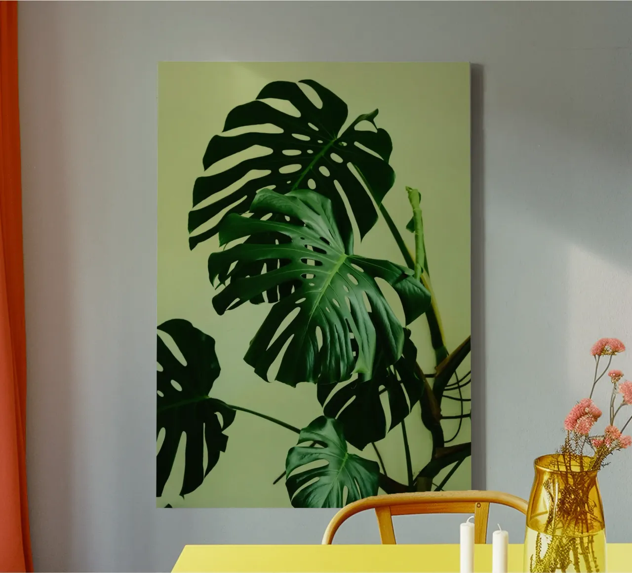 Fresh green pothos leaves tela con Cornice a cassetta da mip of map