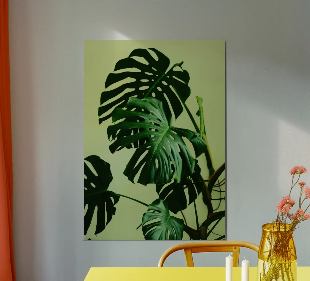 Fresh green pothos leaves poster con telaio in plastica da mip of map