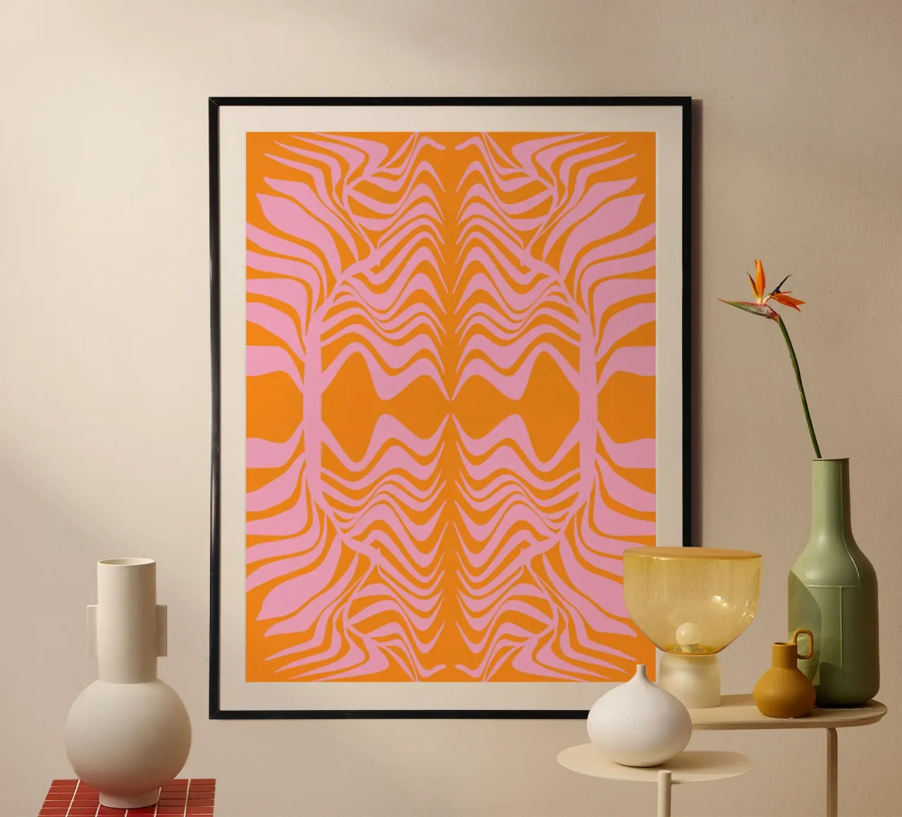 Palma a specchio poster con telaio in legno da Little Dean