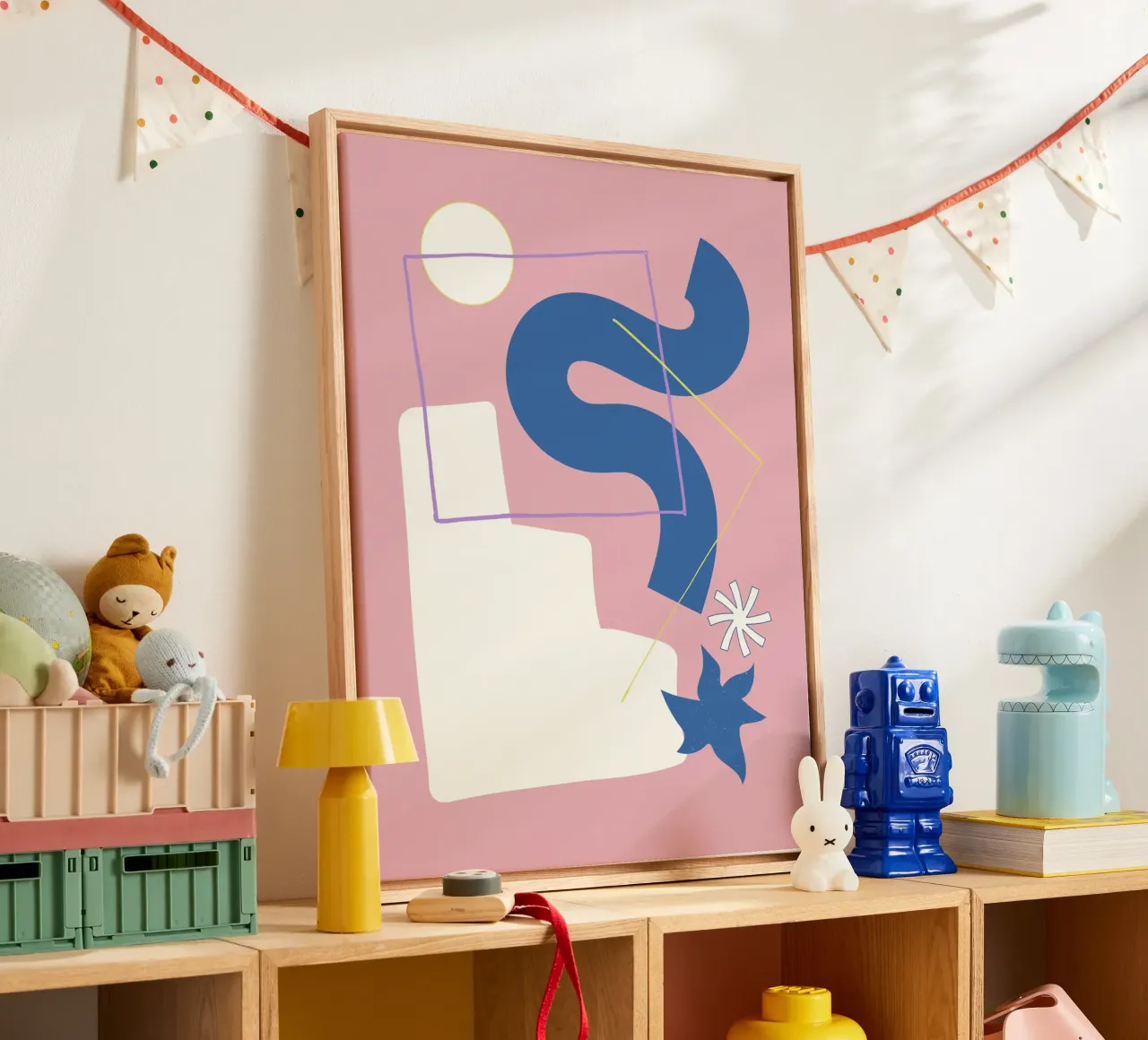 Shape composition canvas with Floater frame by Little Dean