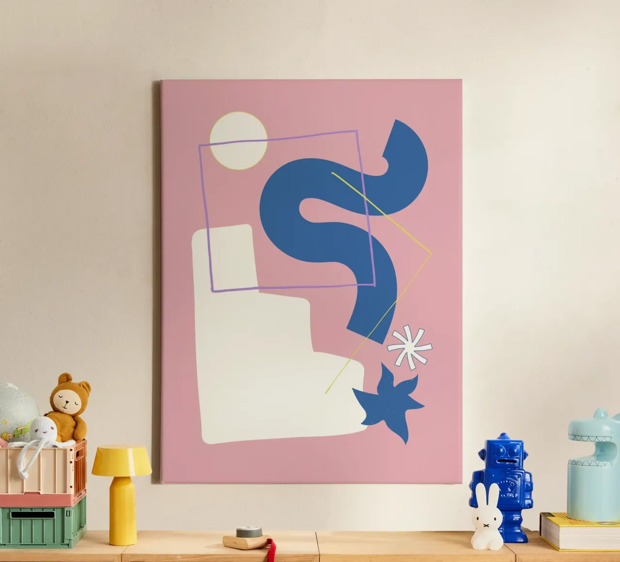 Shape composition canvas with Floater frame by Little Dean