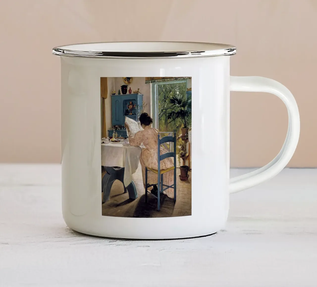 Breakfast with the Morning Newspaper tazza in smalto da apoloprints
