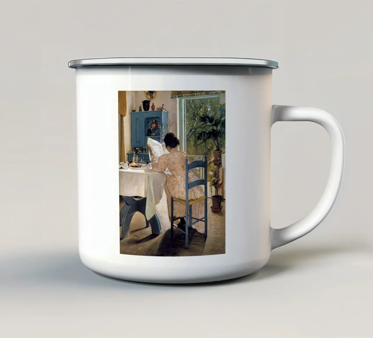 Breakfast with the Morning Newspaper tazza in smalto da apoloprints