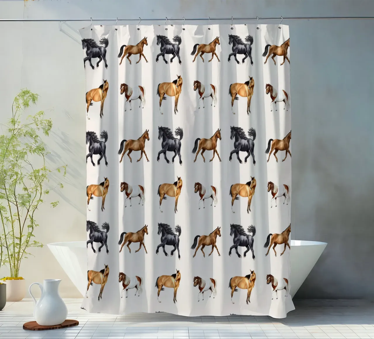 Pferde Pattern Nr.01 Duschvorhang von Moonlit Illustrations