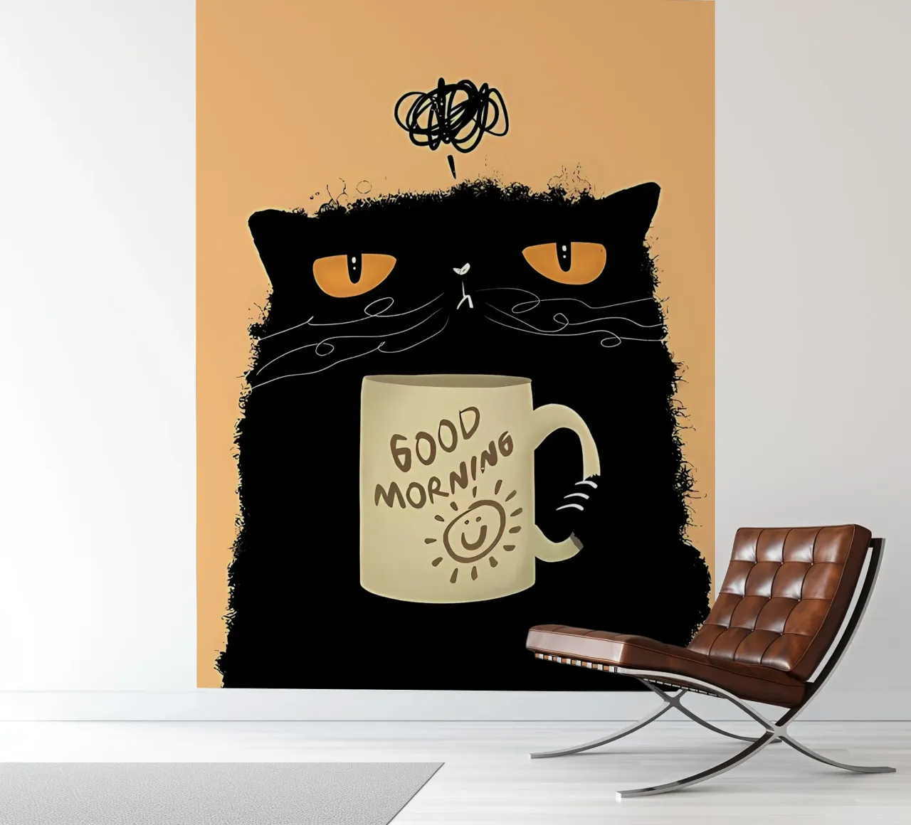 Grumpy Cat Coffee fotobehang van Arjun