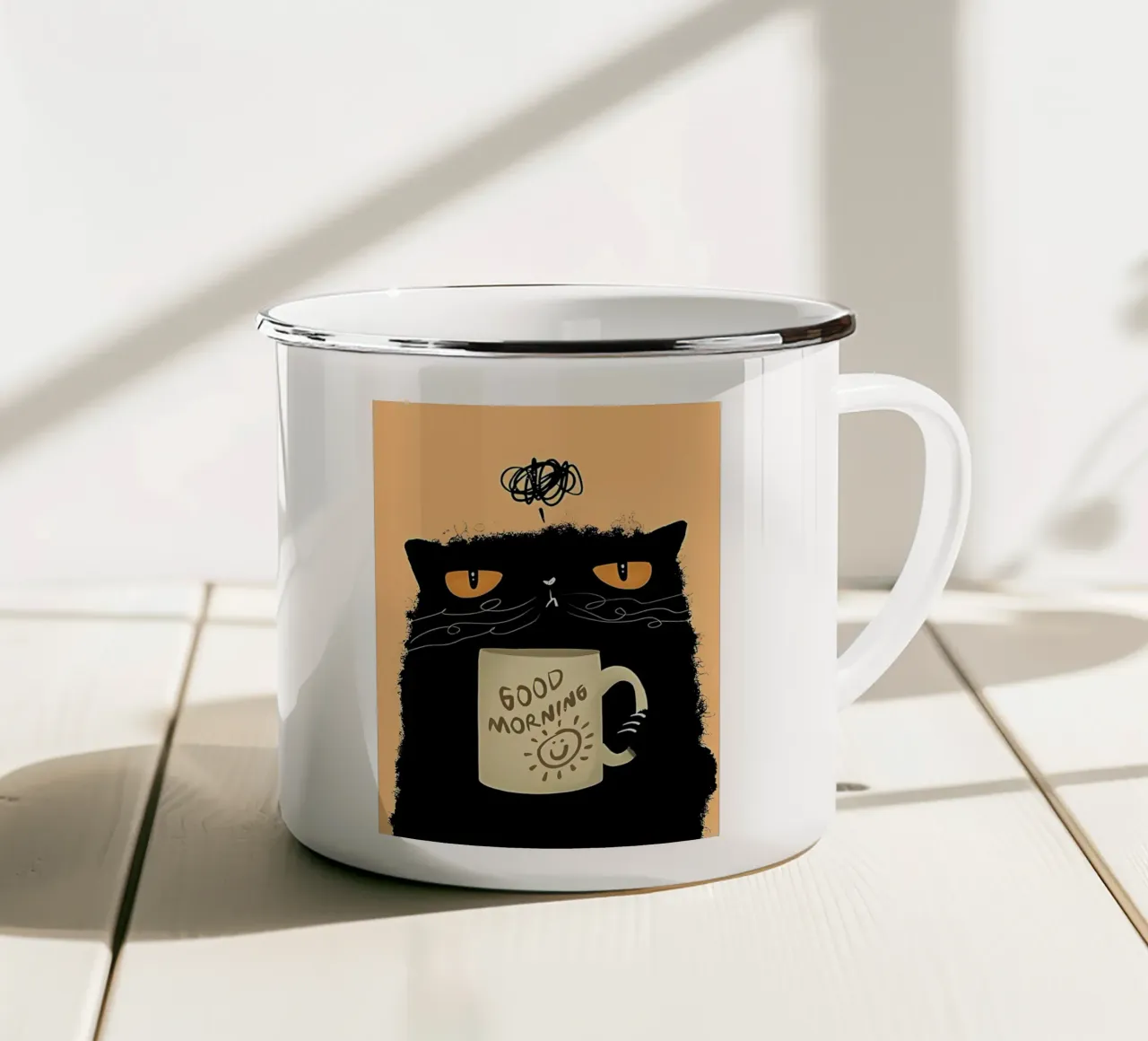 Caffè Grumpy Cat tazza in smalto da Arjun