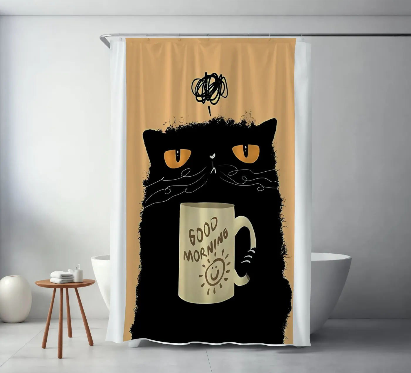 Grumpy Cat Kaffee Duschvorhang von Arjun
