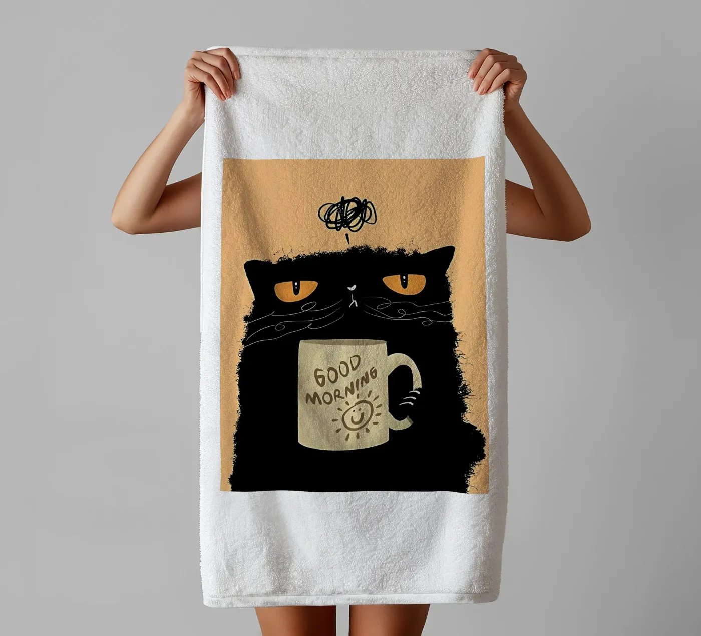 Grumpy Cat Coffee towel by Arjun