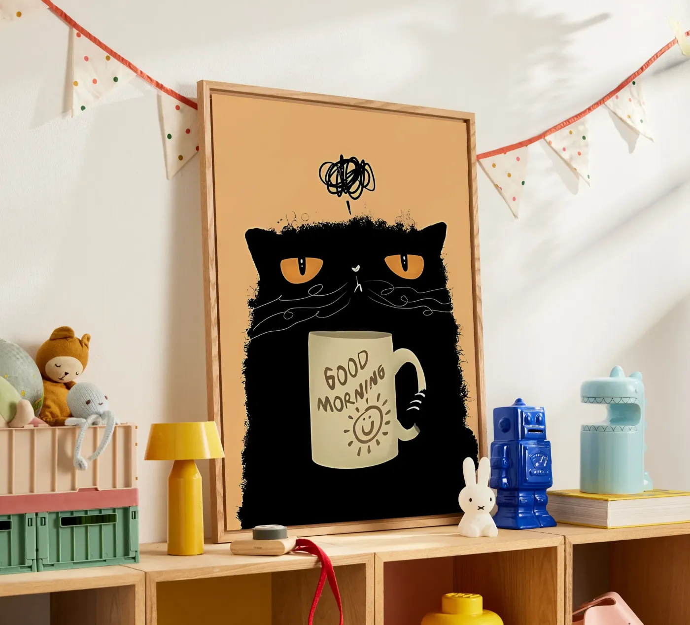 Grumpy Cat Coffee acryl van Arjun