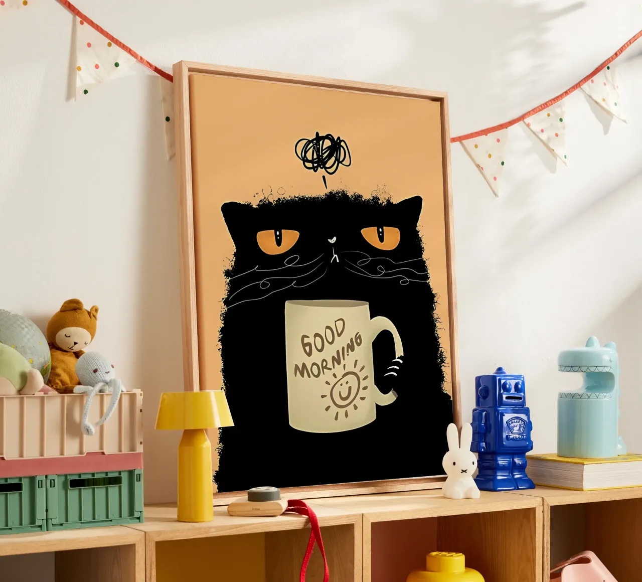 Caffè Grumpy Cat tela con Cornice a cassetta da Arjun